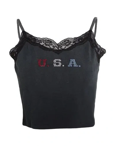 Guess Woman Top Black Size L Cotton, Elastane, Polyamide In Gray