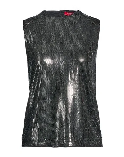 Guess Woman Top Black Size L Polyester, Elastane, Metallic Fiber