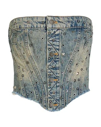 Guess Woman Top Blue Size L Cotton