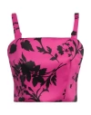 Guess Woman Top Fuchsia Size M Polyester In Pink
