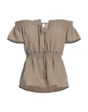Guess Woman Top Khaki Size L Polyester