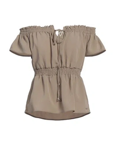 Guess Woman Top Khaki Size L Polyester