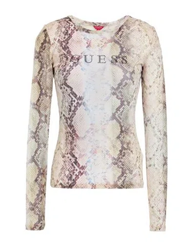 Guess Woman Top Light Green Size L Polyester, Elastane