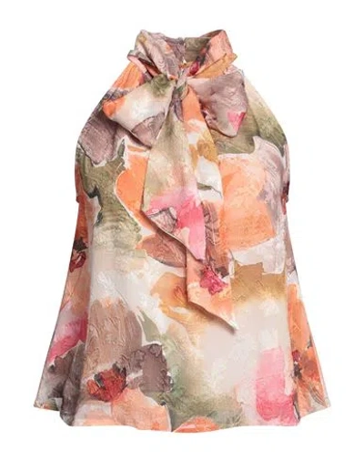 Guess Woman Top Orange Size L Viscose, Polyamide