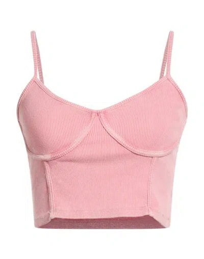 Guess Woman Top Pink Size S Cotton, Elastane