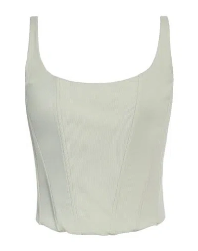 Guess Woman Top Sage Green Size L Cotton, Elastane