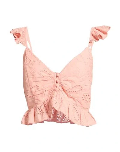 Guess Woman Top Salmon Pink Size M Cotton