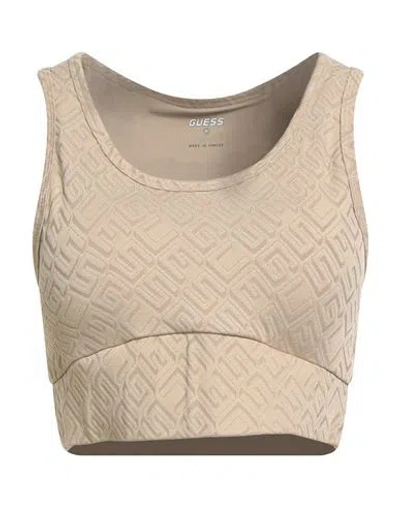 Guess Woman Top Sand Size L Polyester, Elastane