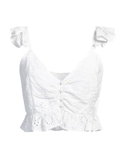 Guess Woman Top White Size L Cotton