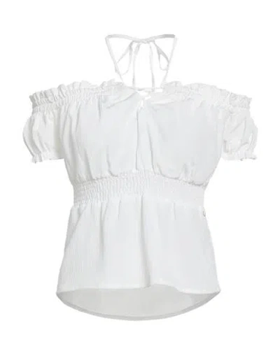 Guess Woman Top White Size Xl Polyester