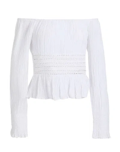 Guess Woman Top White Size Xs Ramie, Cotton