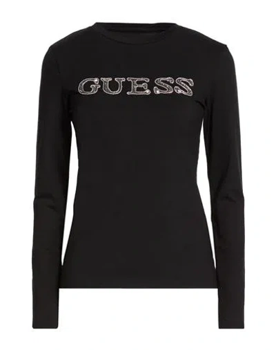 Guess Woman T-shirt Black Size L Cotton, Elastane