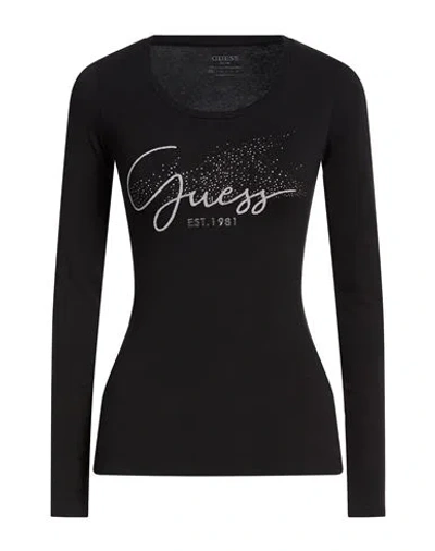 Guess Woman T-shirt Black Size Xs Cotton, Elastane