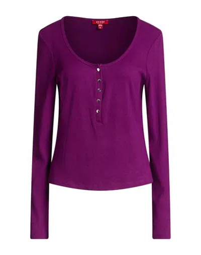 Guess Woman T-shirt Garnet Size Xl Viscose, Elastane In Purple