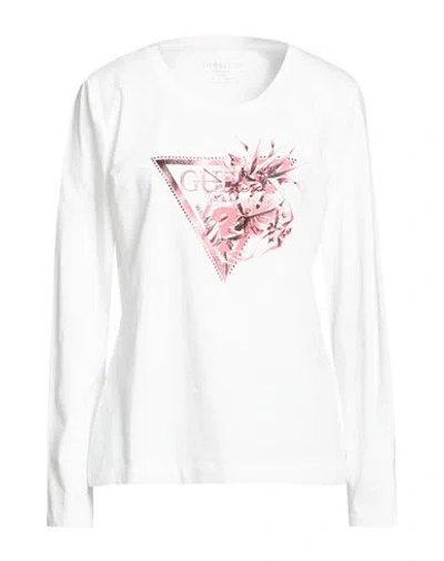 Guess Woman T-shirt Ivory Size Xl Organic Cotton, Cotton, Elastane In White