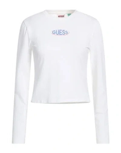 Guess Woman T-shirt Off White Size L Cotton, Elastane