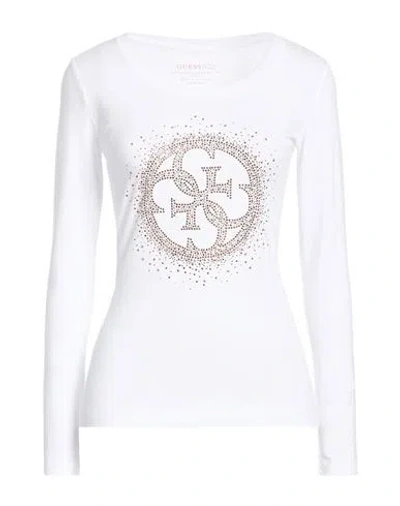 Guess Woman T-shirt White Size L Cotton, Elastane