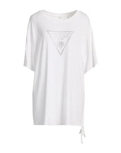 Guess Woman T-shirt White Size L Viscose, Elastane