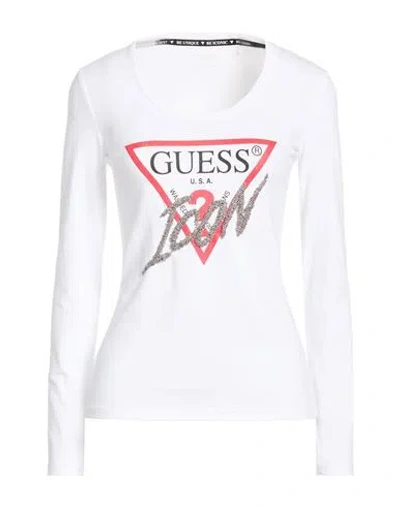 Guess Woman T-shirt White Size S Cotton, Elastane