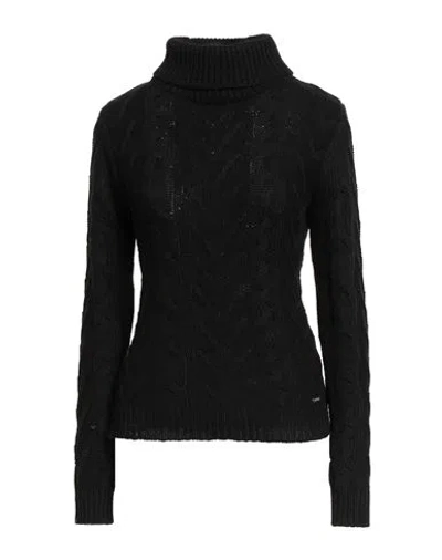 Guess Woman Turtleneck Black Size L Polyamide, Polyester, Wool