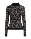 Guess Woman Turtleneck Black Size L Viscose, Polyester In Black