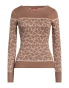 Guess Woman Sweater Camel Size L Viscose, Polyester In Beige