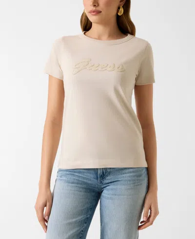 Guess Women's 3d Script Logo Short-sleeve T-shirt In Gold