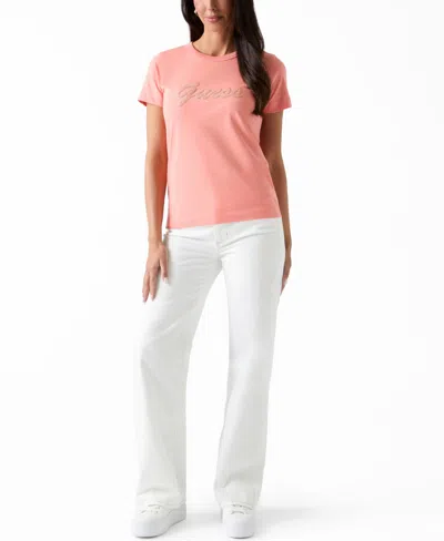 Guess Women's 3d Script Logo Short-sleeve T-shirt In White