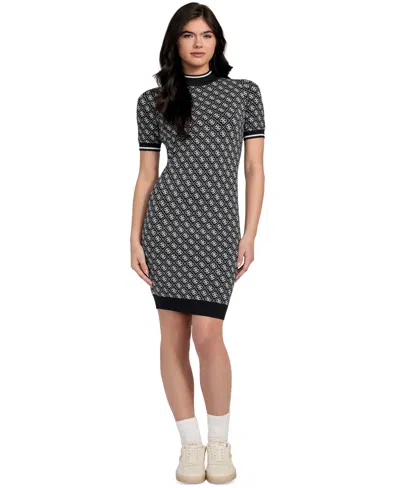 Guess Women's 4g Logo Short-sleeve Sweater Dress In Multi