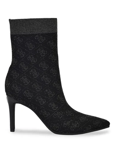 Guess Women's 80mm Richerynt Metallic Shimmer Stiletto Heel Boots In Black