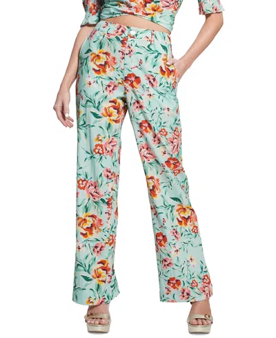 Guess Women's Adele Floral High Rise Straight-leg Pants In Rose Meadows Print