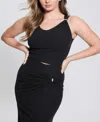 Guess Aimee Embellished Ring Crop Tank In Black