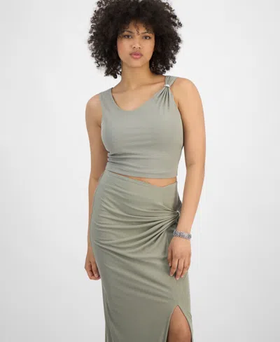 Guess Women's Aimee Sleeveless Jewel Draped Top In Mossy Green