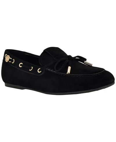 Guess Women's Aisha Soft Flexible Boat Shoe Loafers In Black Suede