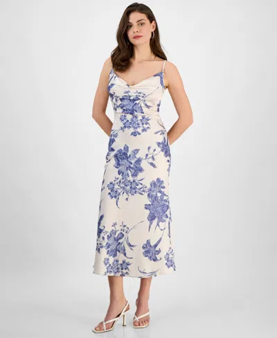Guess Women's Akilina Cowlneck Sleeveless Midi Dress In Dreaming Lillies Print