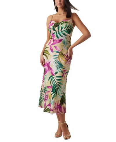 Guess Women's Akilina Cowlneck Sleeveless Midi Dress In Tropical Escape Print