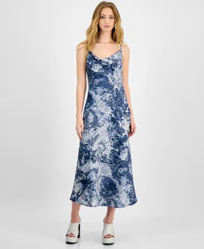 Guess Women's Akilina Sleeveless Dress In Indigo Toile De Jouy