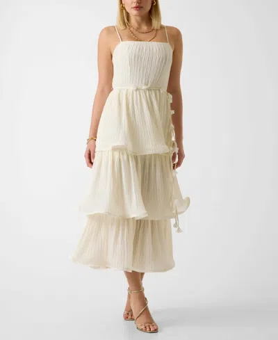 Guess Women's Alessia Square Neck Tiered Dress In White
