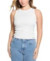 Guess Alexia Sequin Rib Cotton Tank In Pure White