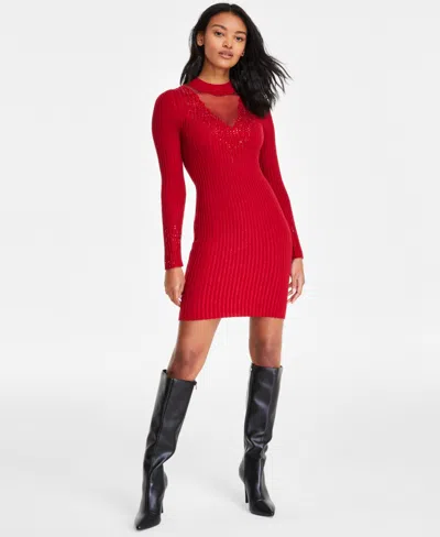 strapless open back dress Women's dress Guess red with stand-up collar knitted
