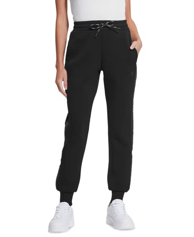 Guess Women's Allie Logo-tape Cuffed Sweatpants In Jet Black A