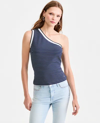 Guess Women's Alphonsine Striped Monoshoulder Top In Blue