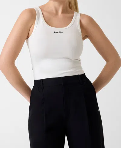 Guess Women's Alya Ribbed Scoop Neck Tank Top In White