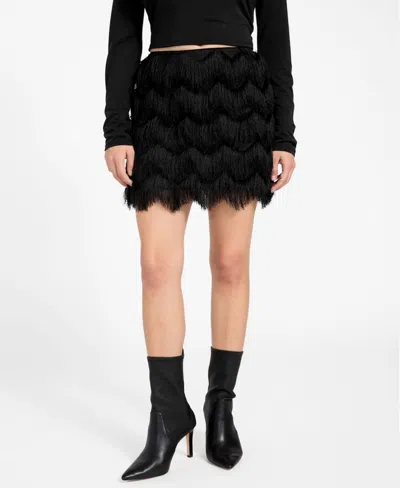 GUESS WOMEN'S ALYNA FRINGE MINI SKIRT