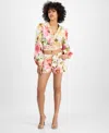 Guess Colette Floral Print Tie Front Crop Top In Painted Daisies Print