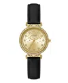 Guess Women's Analog Black Genuine Leather Watch 32mm In Black