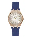 Guess Women's Analog Blue Silicone Watch, 36mm In Blue