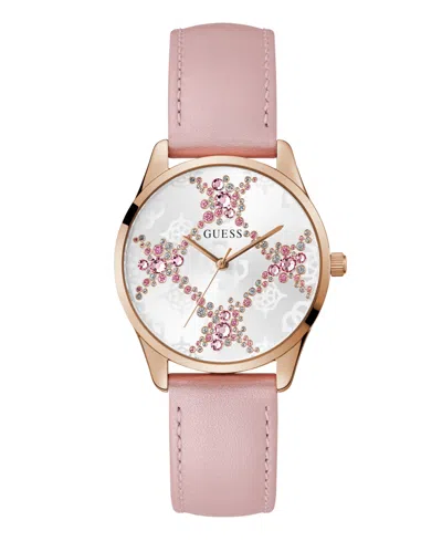 Guess Women's Analog Pink Genuine Leather Watch, 36mm