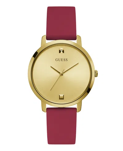 Guess Women's Analog Red Silicone Watch 40 Mm In Gold