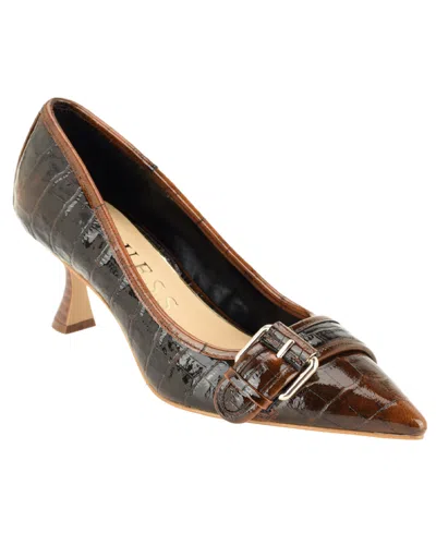 Guess Women's Andey Buckle Sculpted Kitten Heel Pumps In Brown